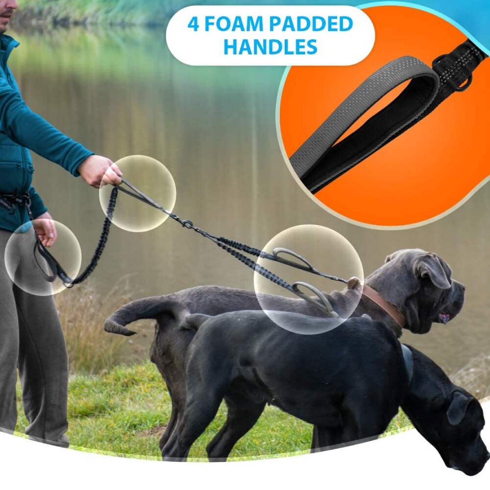Laisse Double Pour Chien, Laisse Réfléchissante Pour Deux Chiens, Séparateur De Dressage Réglable Pivotante à 360 ° Sans Enchevêtrement Pour Petits Moyens Et Grands Chiens